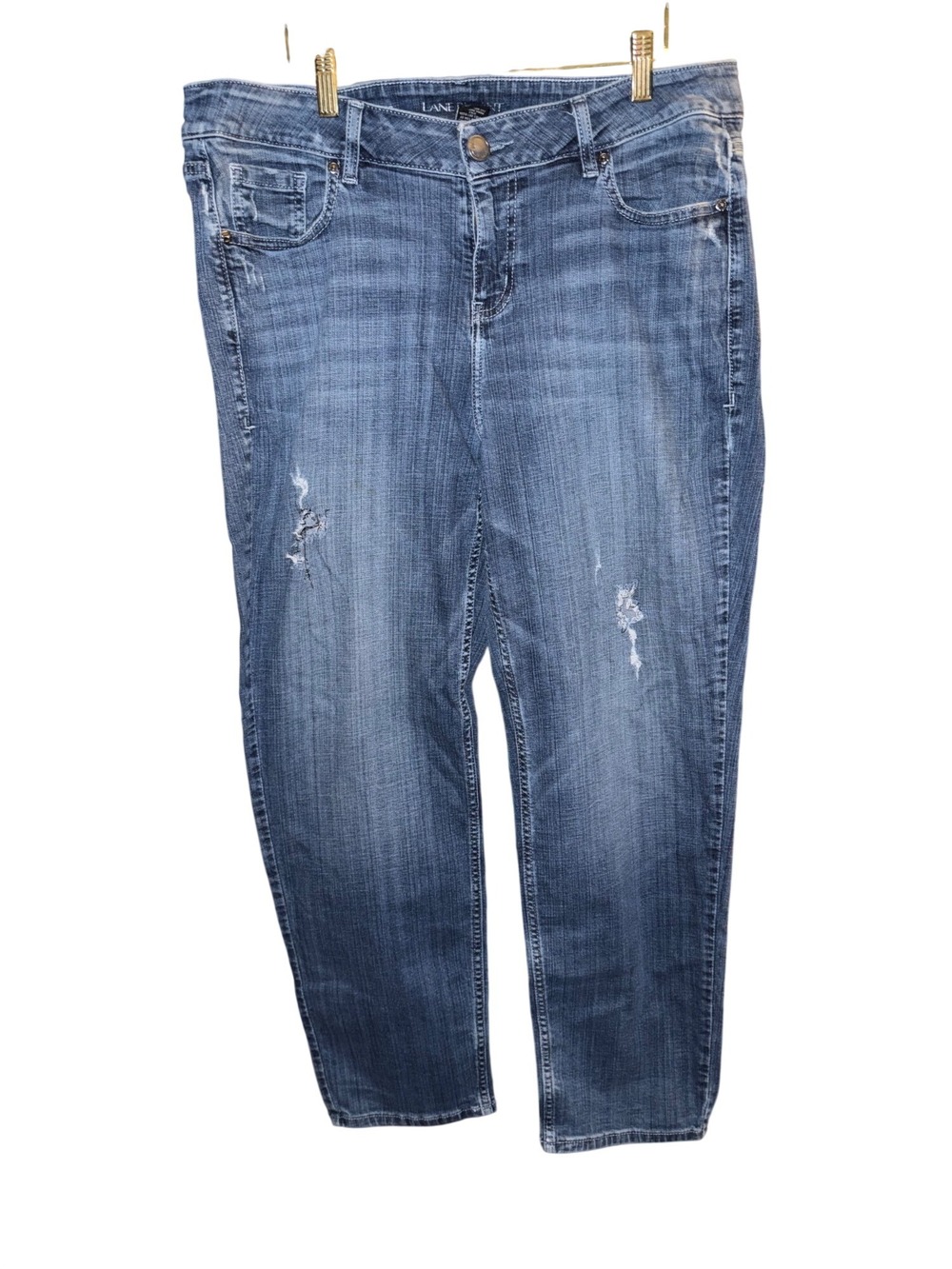 Lane Bryant Distressed Womens Blue Jeans Size 16R Cotton Blend Mid-Rise
